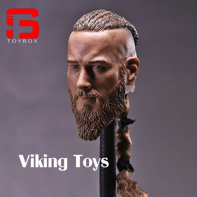 Auf Lager 1/6 Viking männliche Kopfskulptur mit Zopf Viking Militär antikes Thema Kopfschnitzmodell für 12" Actionfigur Körper