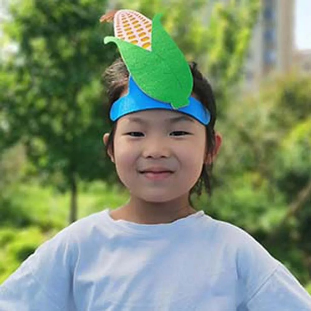 عصابة رأس من القماش الكرتوني للخضروات، غطاء رأس إبداعي مضحك مخصص لأداء رياض الأطفال المرن الملون #3
