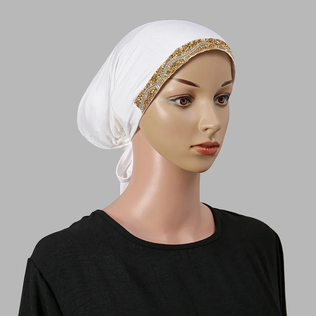 

Новый модальный браслет со стразами, мусульманский тюрбан, шляпа, внутренний хиджаб, шапки, исламский нижний шарф, капот, индийские шапки, женский повязка на голову, Turbante Mujer