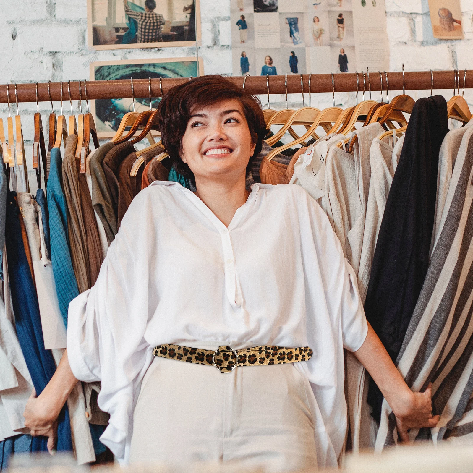 

1pc Round Buckle Waist Belt Imitation Women Casual Belt For Daily Wear Sexy Body Fashion Gift