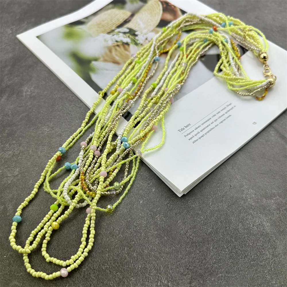 Multicolor Bohemia Necklace Fashion Multi-layer Seed Beaded Vintage Long Necklaces For Women Long Pendants Wedding Jewelry