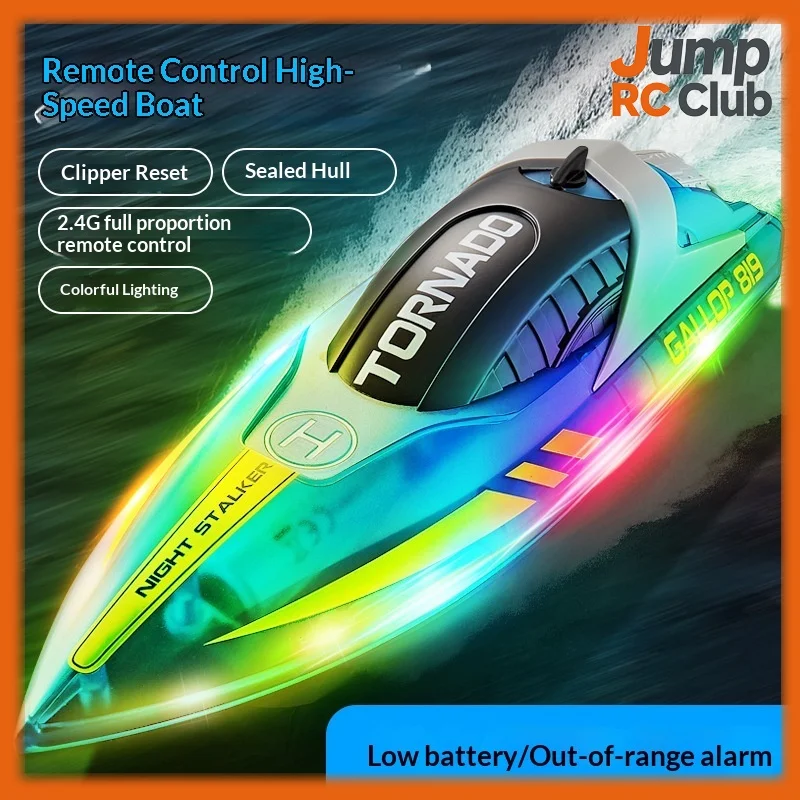 

Hongxunjie HJ819 Remote Control Electric Speedboat Anti Capsize One Key Reset Led Light Water Toy Model For Boys Birthday Gift