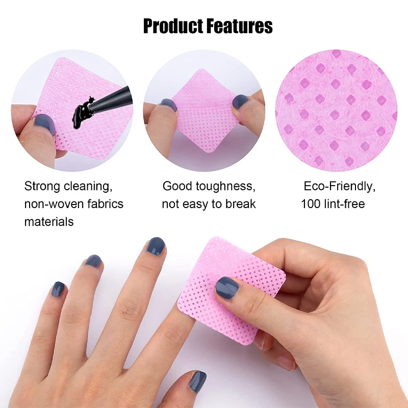 540Pcs/Pack Lint-free Nail Polish Remover Napkin Colorful Cotton Wipes Paper Pads UV Gel Dust Cleaner Cleaning For Manicure Tool