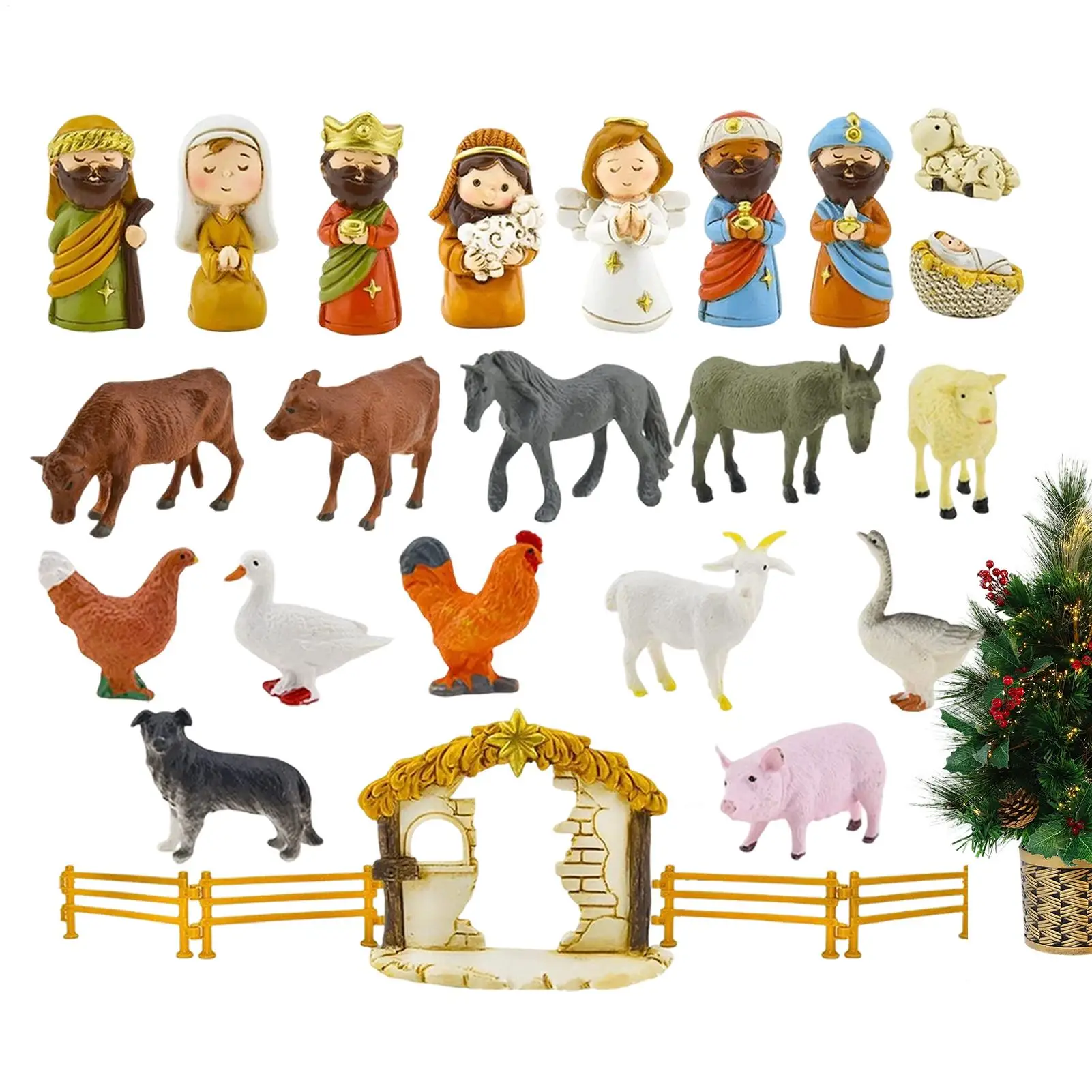 

Рождественский адвент-рождественский календарь, религиозный календарь, 24-дневный рождественский набор рождественских сцен, миниатюрный рождественский орнамент