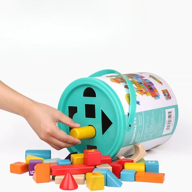 Grandes blocos de construção de madeira crianças brinquedo educativo faia madeira quebra-cabeça bebê & criança brinquedo bordas arredondadas aprendizagem precoce playset