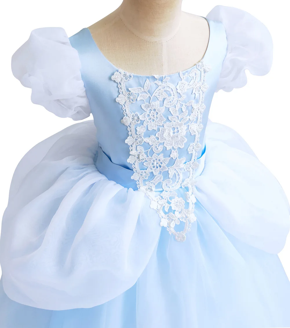 Kid Deluxe abito da ballo azzurro Grace Evening Party Frock Girls cenerentola Costume Cosplay Toddler 2024 Christmas Puffy Vestidos