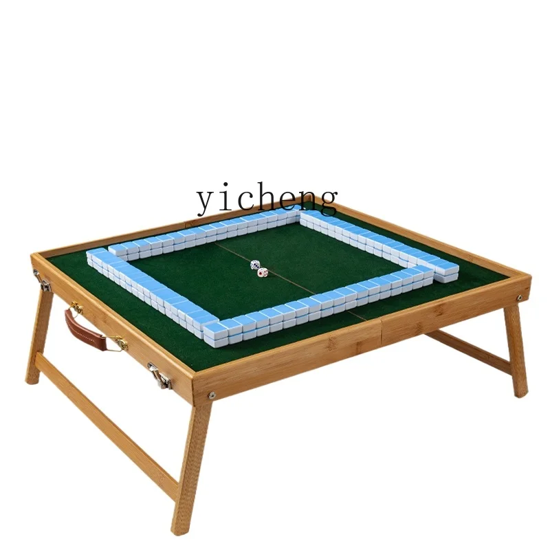 

TQH Outdoor Portable Mahjong Travel Folding Mahjong Table Set Solid Wood Portable Camping Sparrow Brand