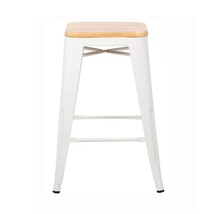 Colorful Iron Bar Stool Wood Seat Cheap Price Chairs Stools