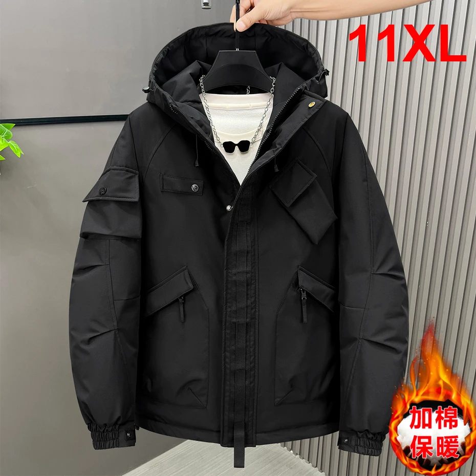 Winter Thick Jacket Men 11XL Plus Size Parkas Fashion Casual Warm Coat Male Outdoor Outerwear Cargo Parkas Big Size 11XL