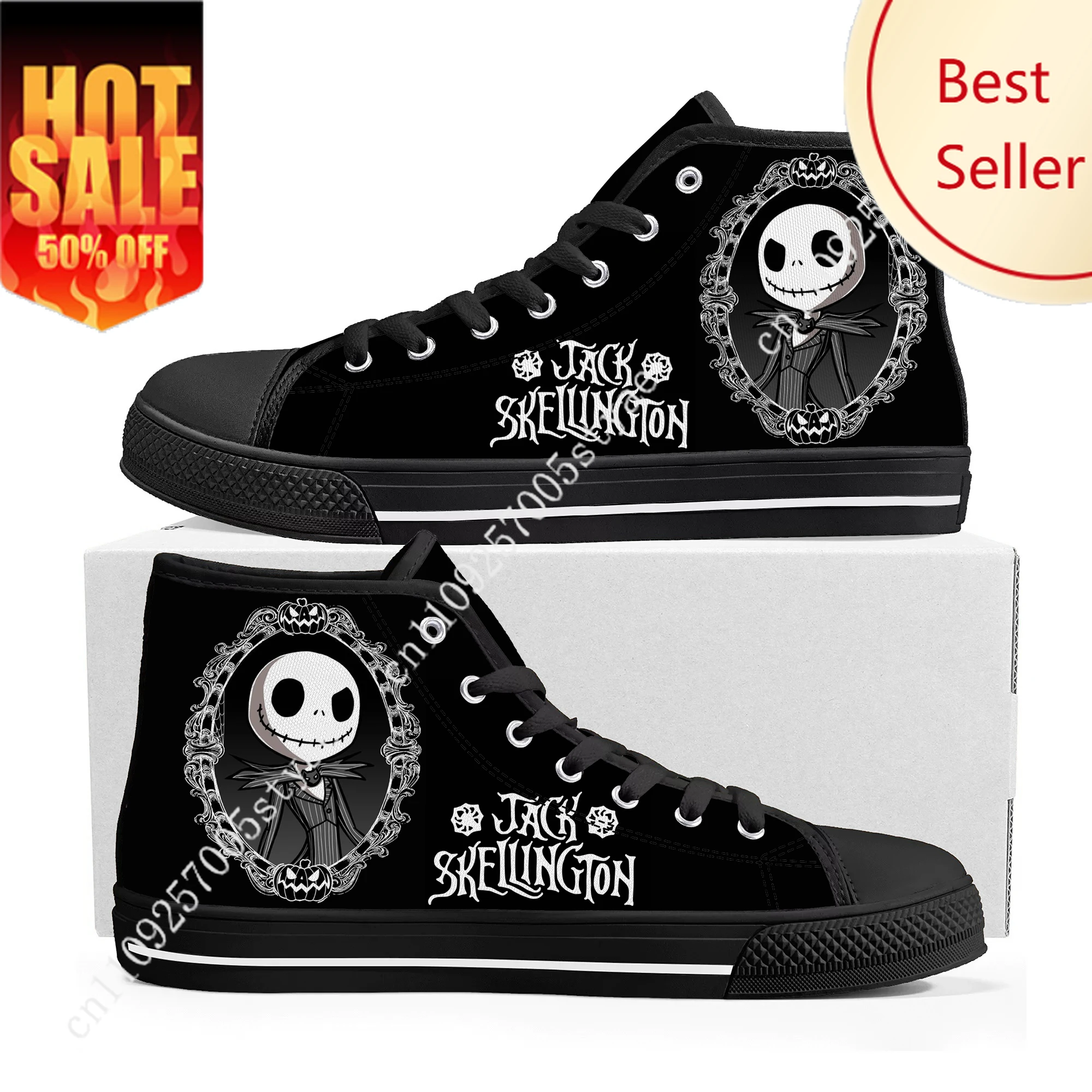 

Nightmare Before Christmas High Top Sneakers Disney Cartoon Men Canvas Shoes Decoration Holiday Party Male Gifts Custom Shoe