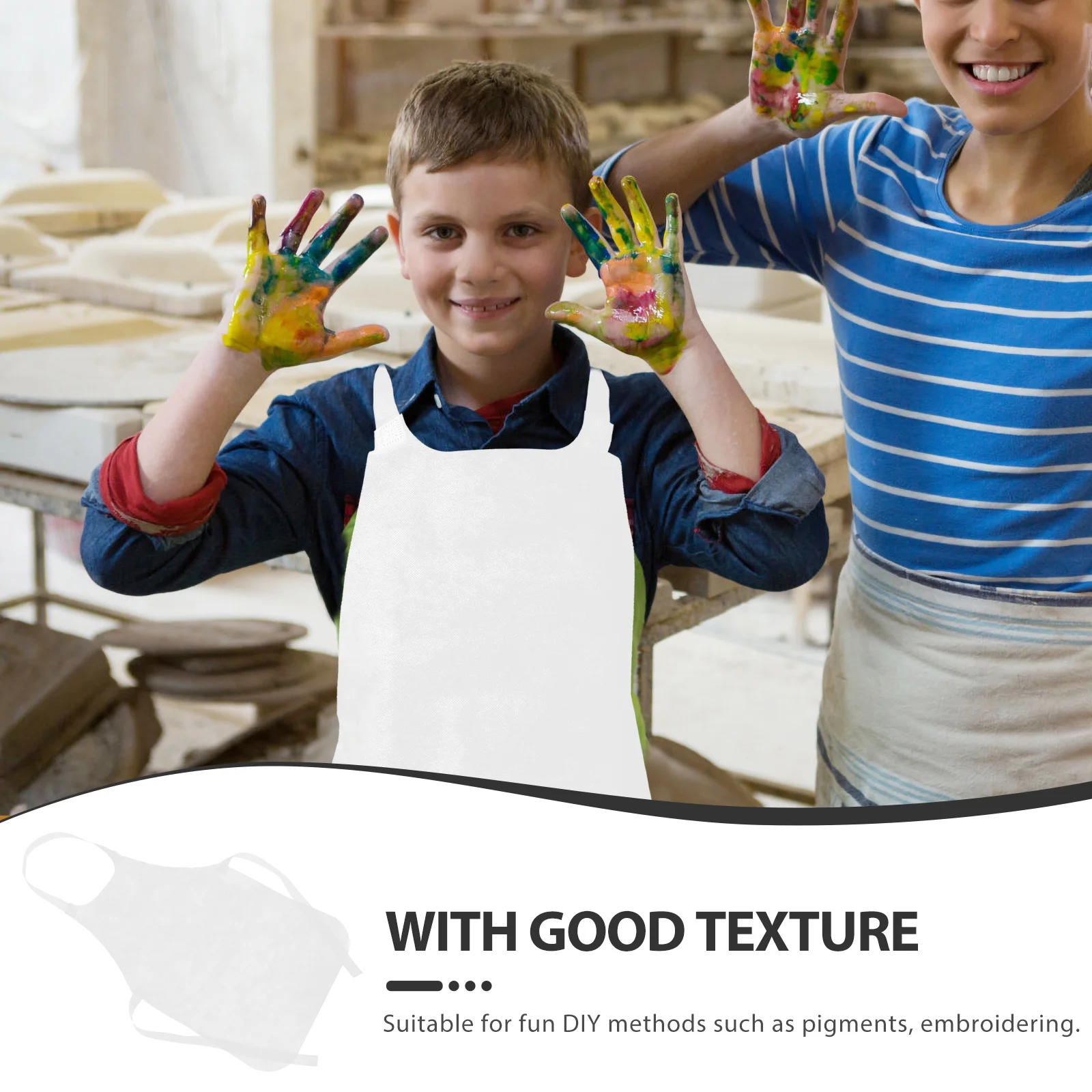 

10Pcs Non-Woven Painting Aprons for Kids White Waterproof Child Apron Lightweight Ideal for Drawing Crafting Baking