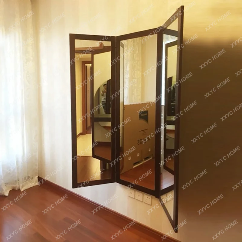 LXWall-mounted dressing mirror folding full-length mirror hidden wall-mounted tri-fold mirror