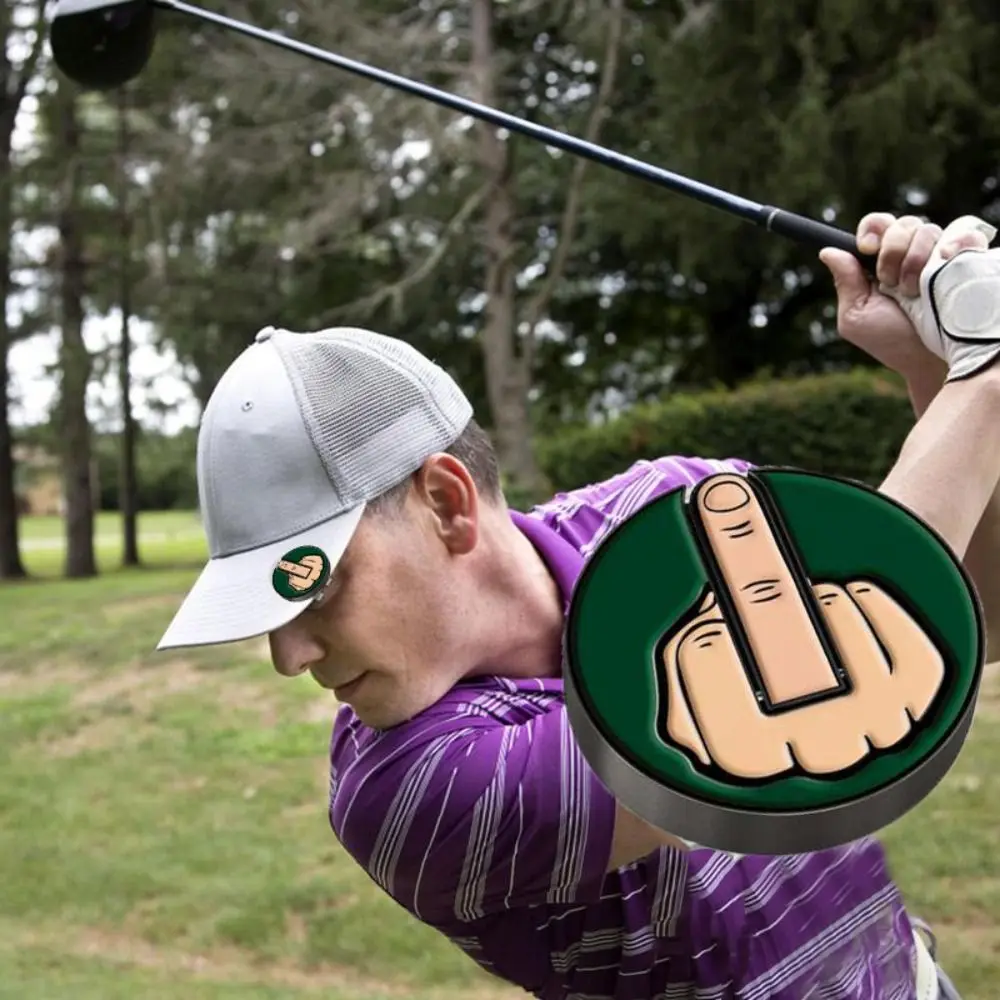 

New Funny Middle Finger Golf Ball Marker Metal Removable Golf Hat Clip Golf Ball Position Mark Golfer