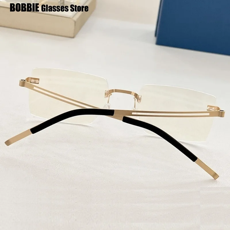 Denmark Brand Glasses Frame Rimless Men Business Screwless Square Titanium Ultralight Eyeglasses Optical Prescription Frameless