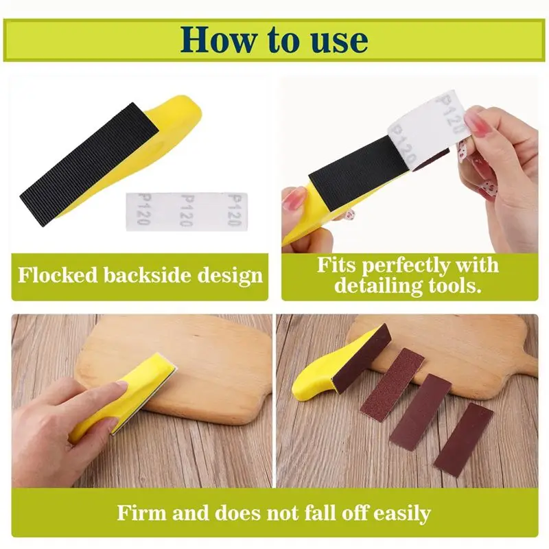 BMBY-Micro-Type Sander Kit With 50Pcs Sand Paper, 80 To 400 Grit Sandpaper Sheets 3.5 X 1.1 Inch Wet Dry Detail Sandpaper