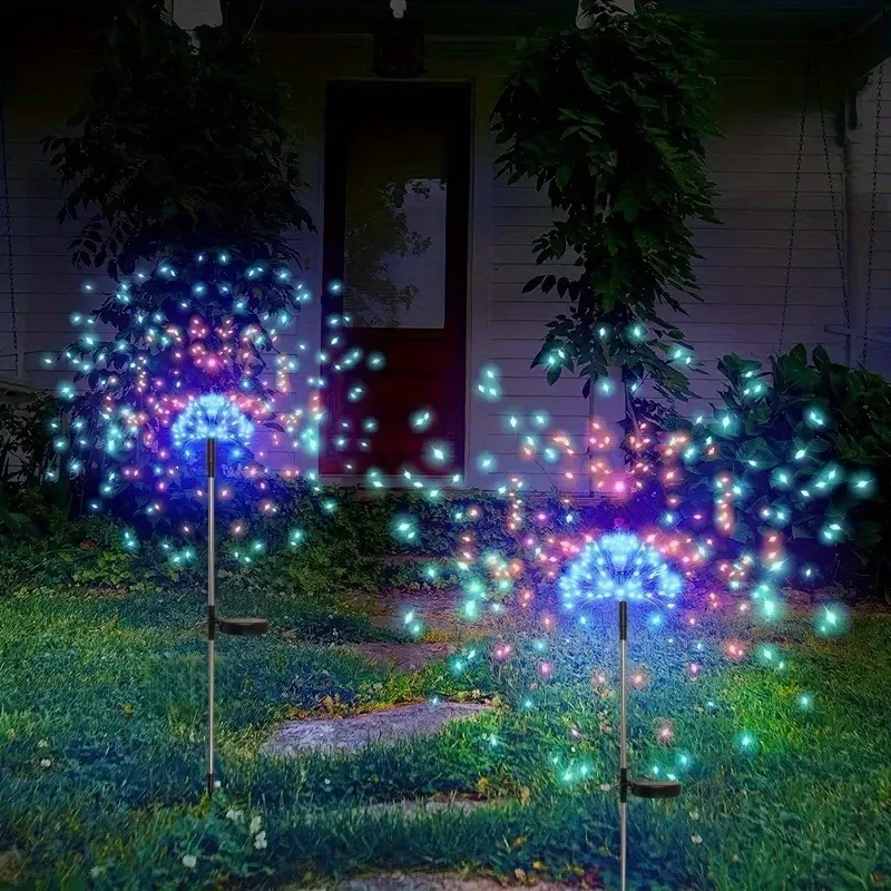 Outdoor Solar Powered Fireworks String Lights, Adjustable Flashing Colored Lights, Garden Balcony Christmas Decoration