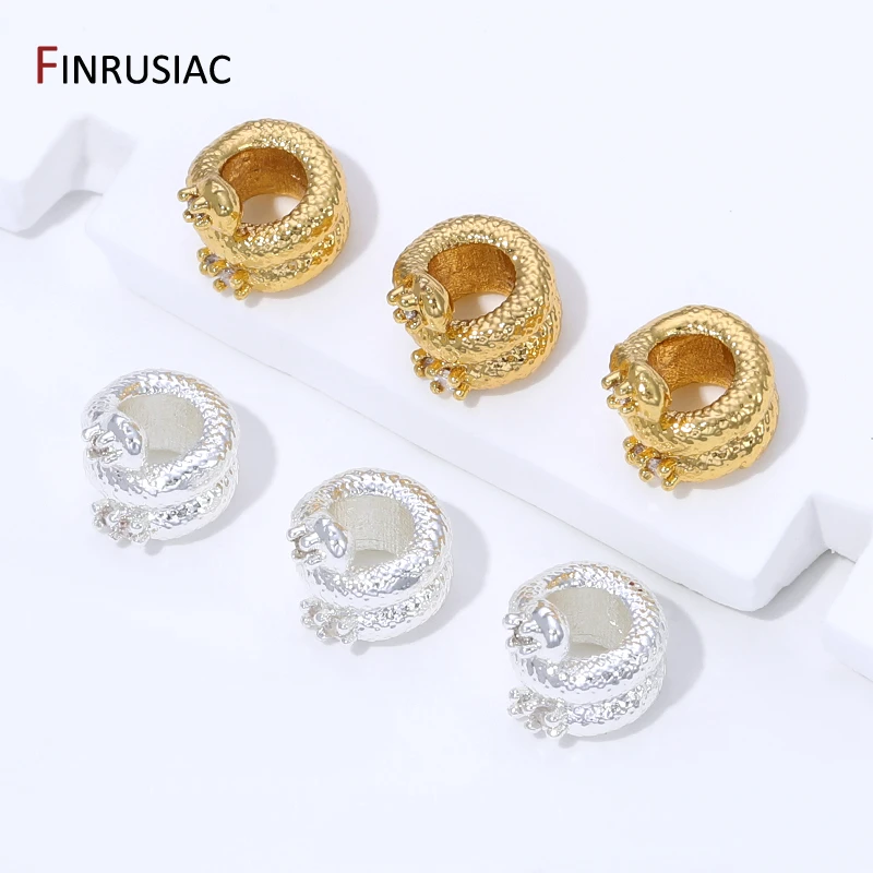 18K Gold Plated Brass Snake Shaped Spacer Beads,Bead Separators For DIY Bracelet Necklace Jewelry Making Supplies Findings - view 3