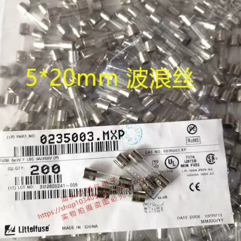 5-100pcs 0235003. MXP LF.3A250V 5 * 20 F3A 250V glass fuse tube wave wire fast melting