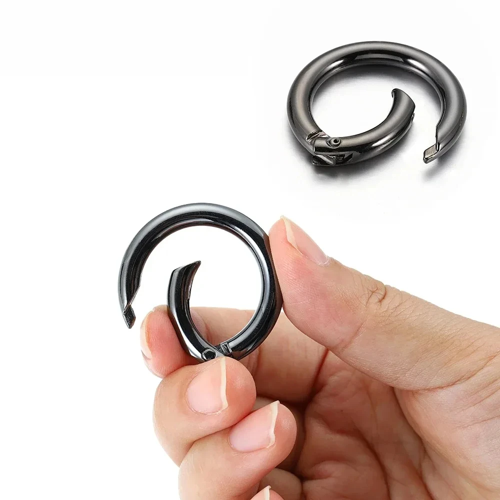 3 Sizes 6pcs Golden Sliver Black Round Trigger Spring O-Ring Quick-Release Hooks for Bags DIY Bag Crafts Making Accessories