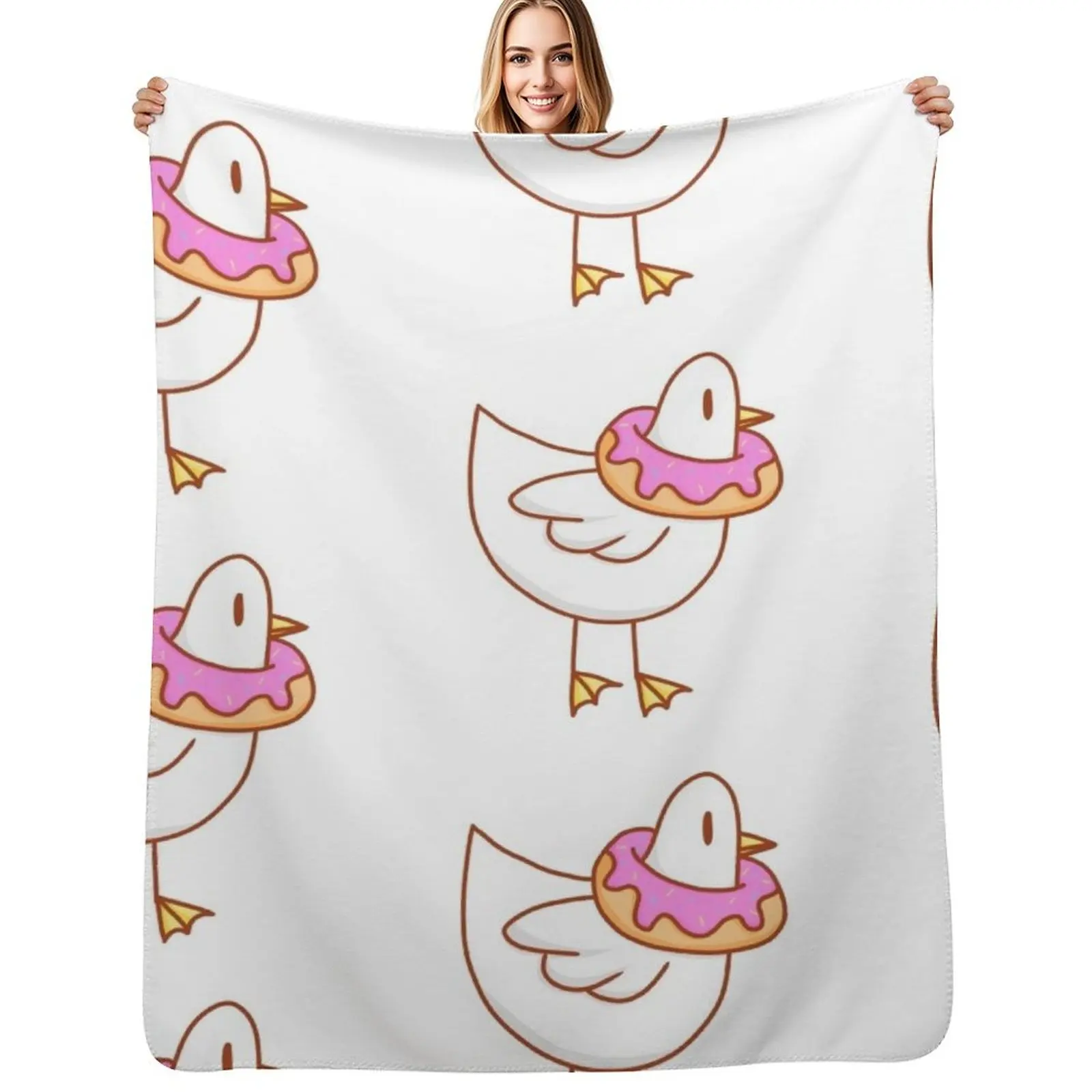 

Duck In Donut Throw Blanket Sleeping Bag Furrys Plaid on the sofa Blanket