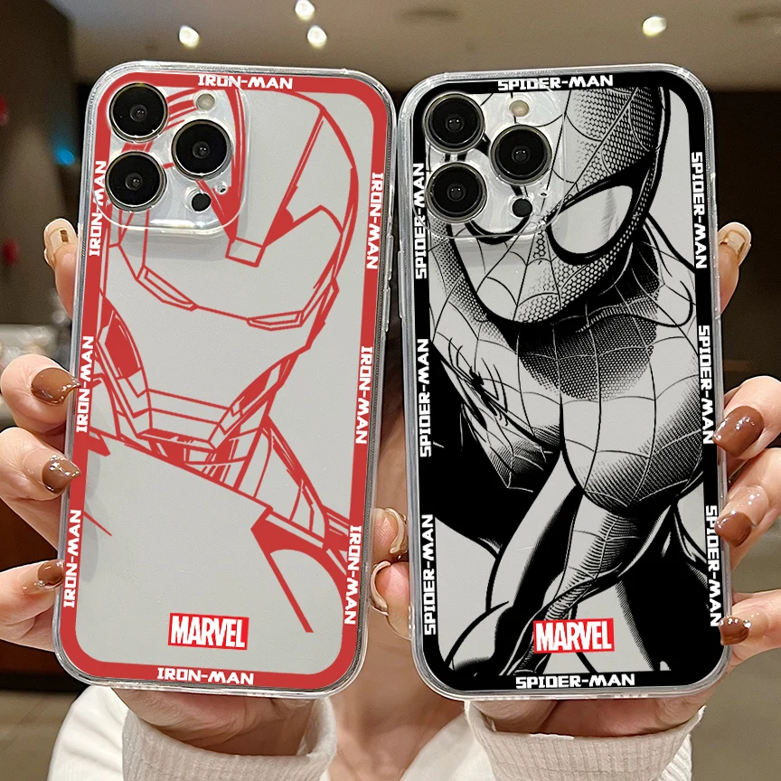 

Marvels Spiders Mans Phone Case For Xiaomi Redmi Note 12 11 11T 10S 9 Pro Plus 10C 9A 9C 9T K40 K50 K60 4G 5G Transparent Cover