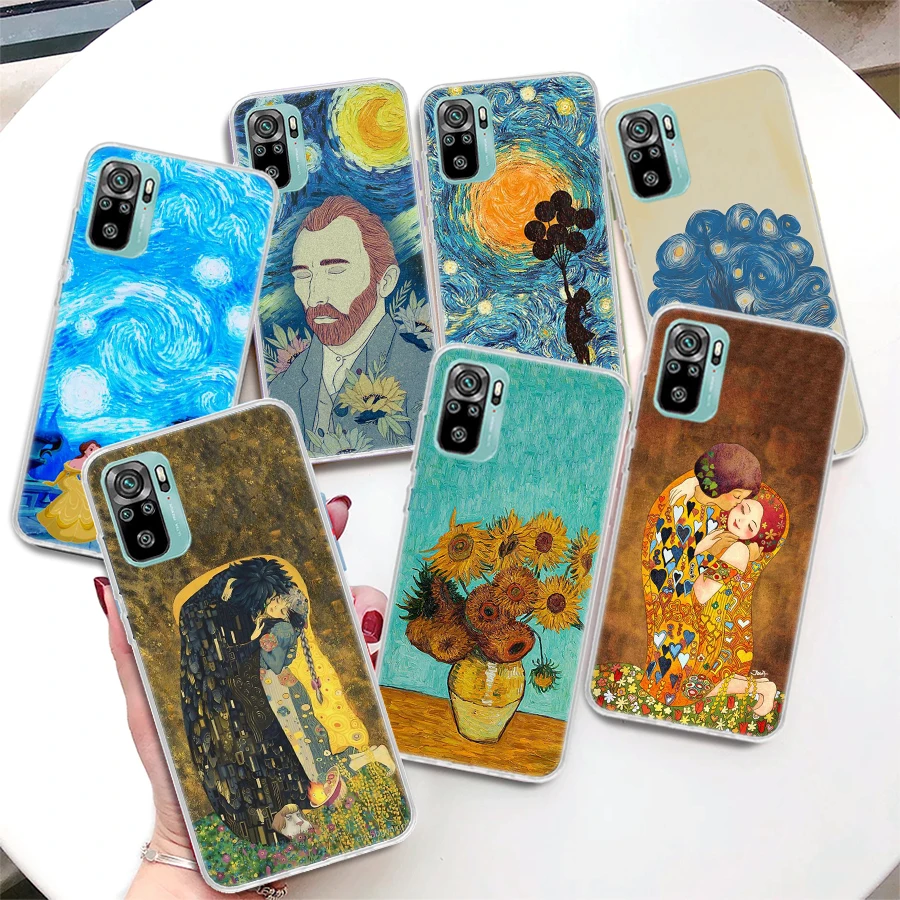 Kiss Gustav Klimt Van Gogh Starry Night Star Phone Case For Xiaomi Redmi 12 12C 10 9 9A 9C 9T 10C 10A 8A 8 7A 7 6A 6 Pro S2 K20