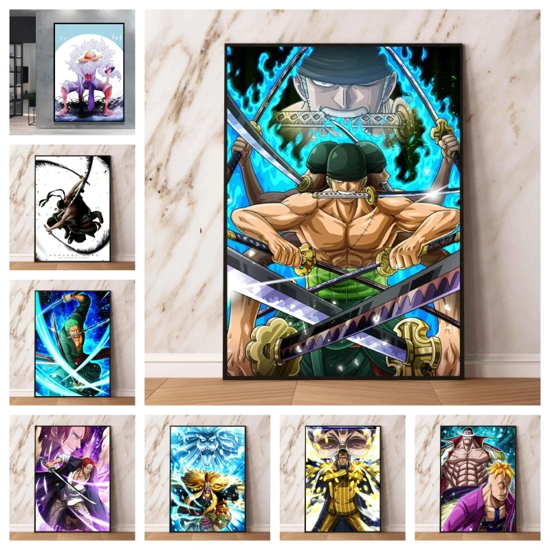 

High - Quality One Piece Zoro Cool Three Sword Style Decor Painting Made of Canvas Is A Must Have Collection for One Piece Fans