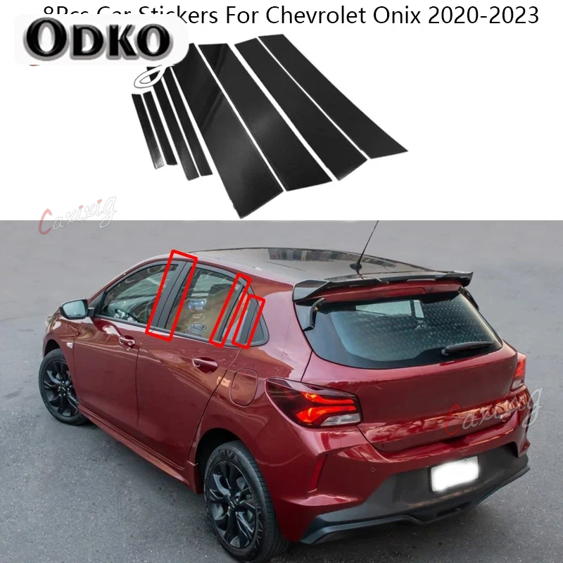 8Pcs Car Pillar Posts Trims Cover For Chevrolet Onix 2020-2023 Window Trim Cover BC Column Stickers Chromium Decoration