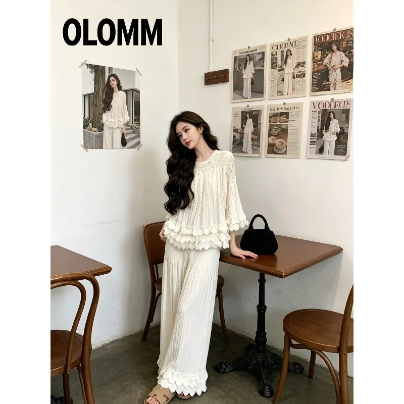 Miyake Pleated 2026 New Set Unique Age-Reducing Shirt Top Wide-Leg Pants French Casual Fashion Set Women's Autumn Blouse Pleat