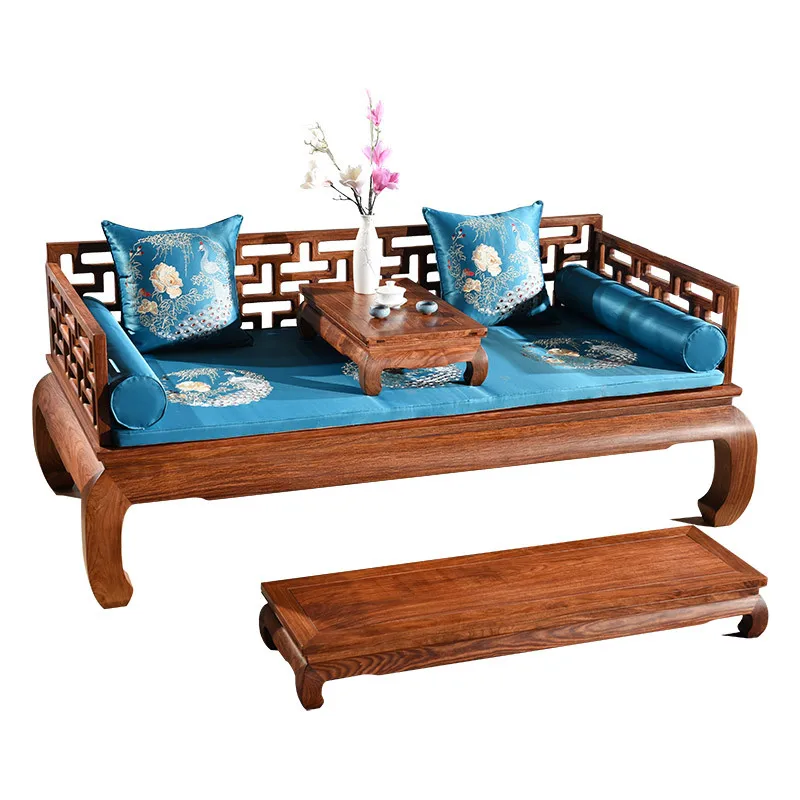 rosewood, swastika Arhat bed, curved ruler Arhat bed, mahogany classical furniture