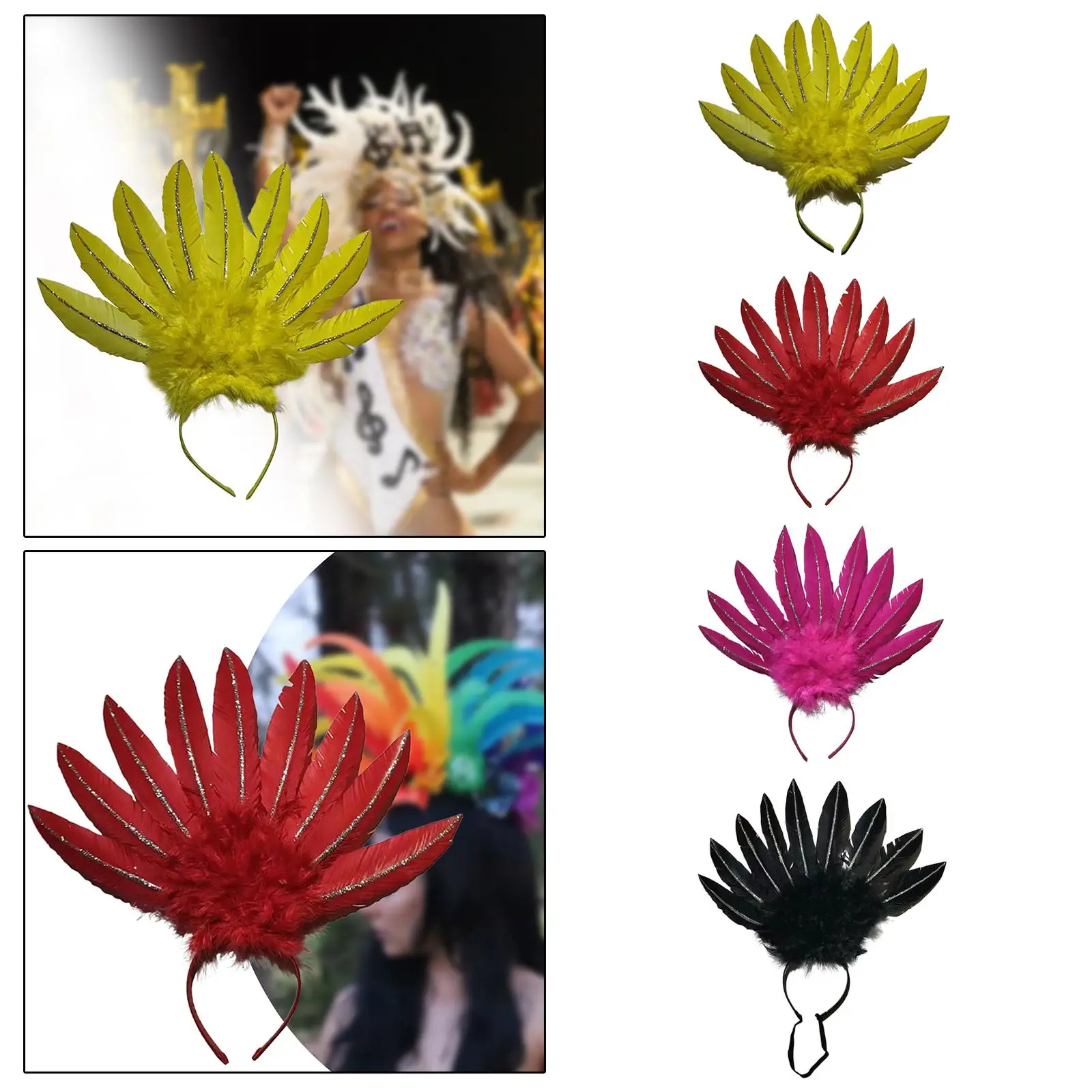 Copricapo di piume Costume in maschera Accessori per la testa Fasce per capelli cosplay per