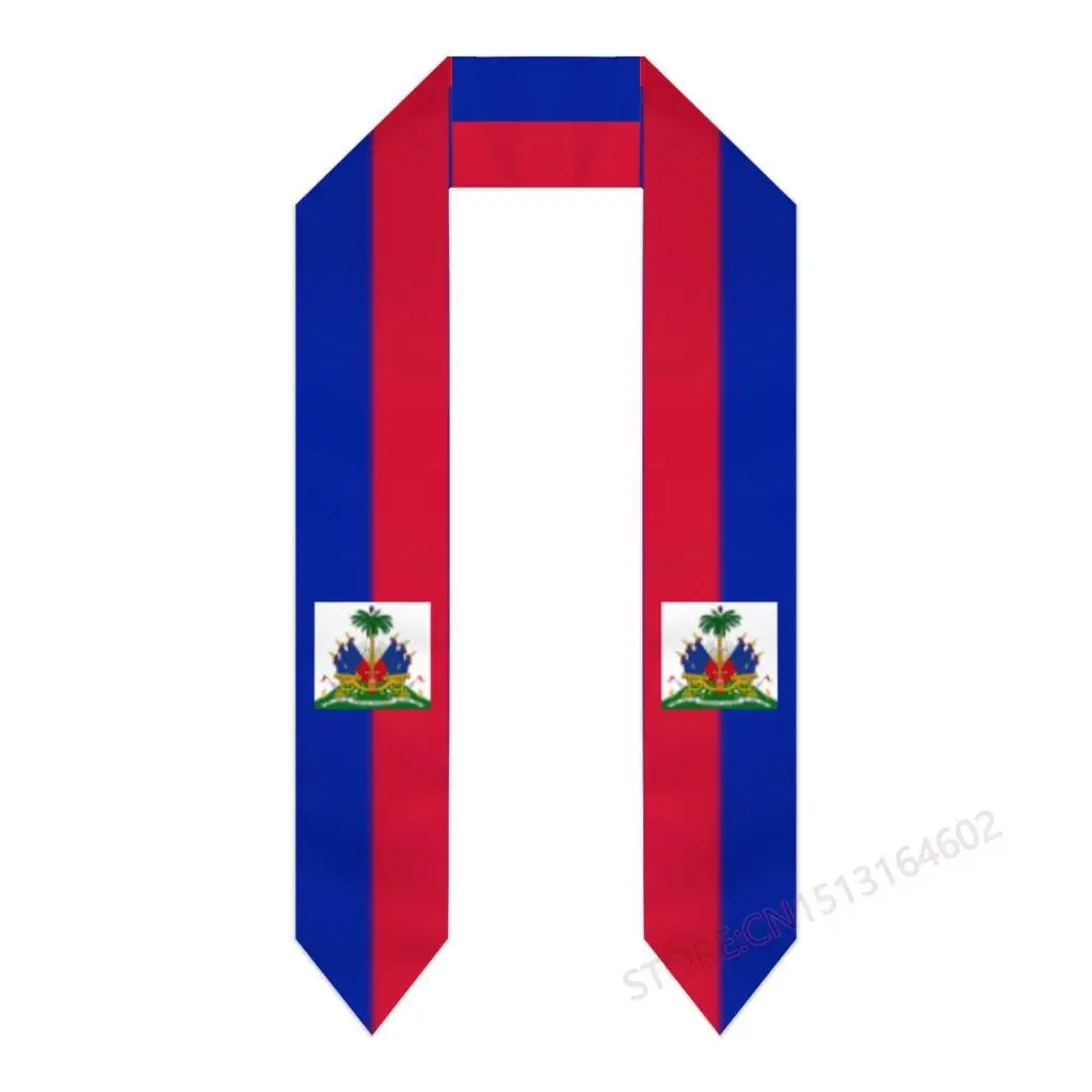 Custom Name Or Logo Haiti Flag Scarf Graduation Stole Sash International Study Abroad Class of 2023 Shawl