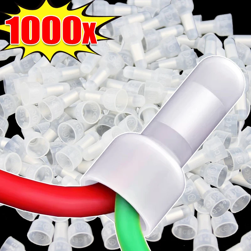 

1000/100 шт., набор обжимных колпачков с закрытыми концами, нейлоновые изолированные разъемы для электрических проводов, клеммы, обжимной разъем для автомобильного кабеля