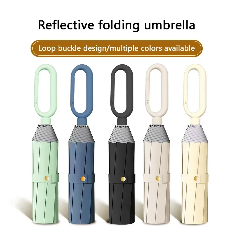 

Hand opened three fold umbrella, thickened and reinforced, portable and suitable for both rain and rain