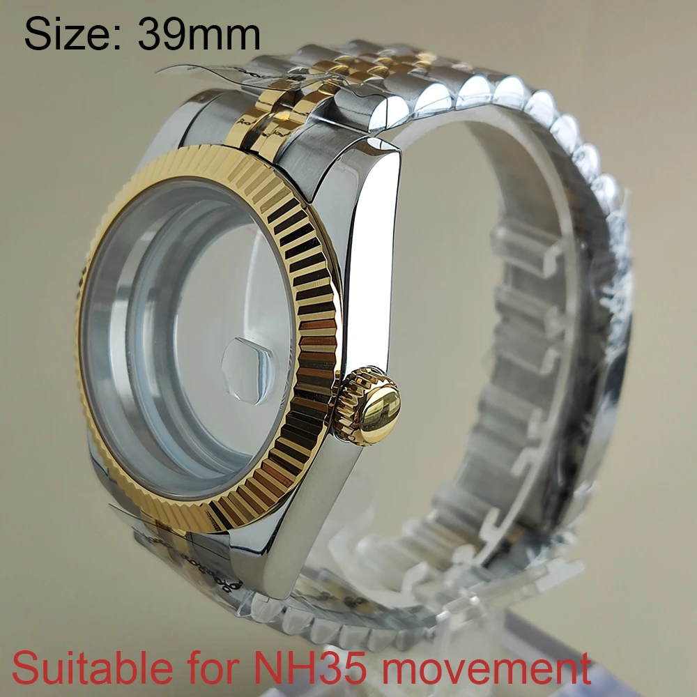 

39mm Case NH35 Case Flat Magnifying Glass Single Calendar Sapphire Glass Watch Accessories Parts Suitable For NH35 Movement