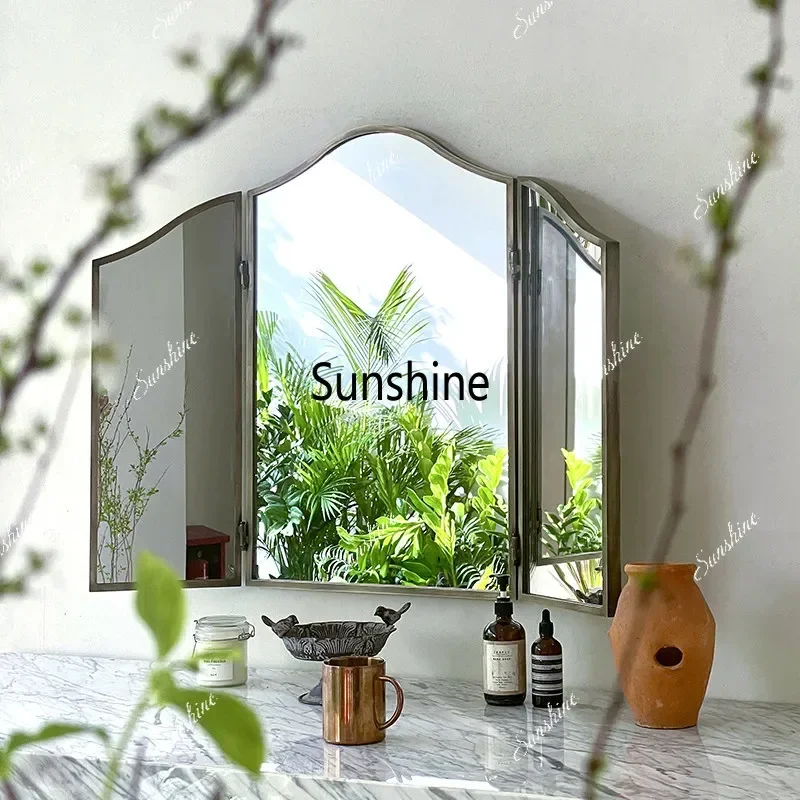 Retro style bathroom bathroom makeup mirror door type wall hanging decoration  FT