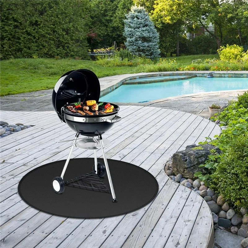A76G-Fire Pit Mat For Solo Stove Bonfire Round Fireproof Solo Stove Mat Round Fire Pit BBQ Mat For Under Grill Mat 14 Inch
