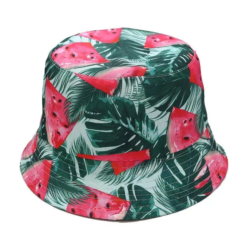 

Spring and Autumn Cotton Fruit Print Bucket Hat Fisherman Outdoor Travel Hat Sun Cap Hats for Men and Women 348