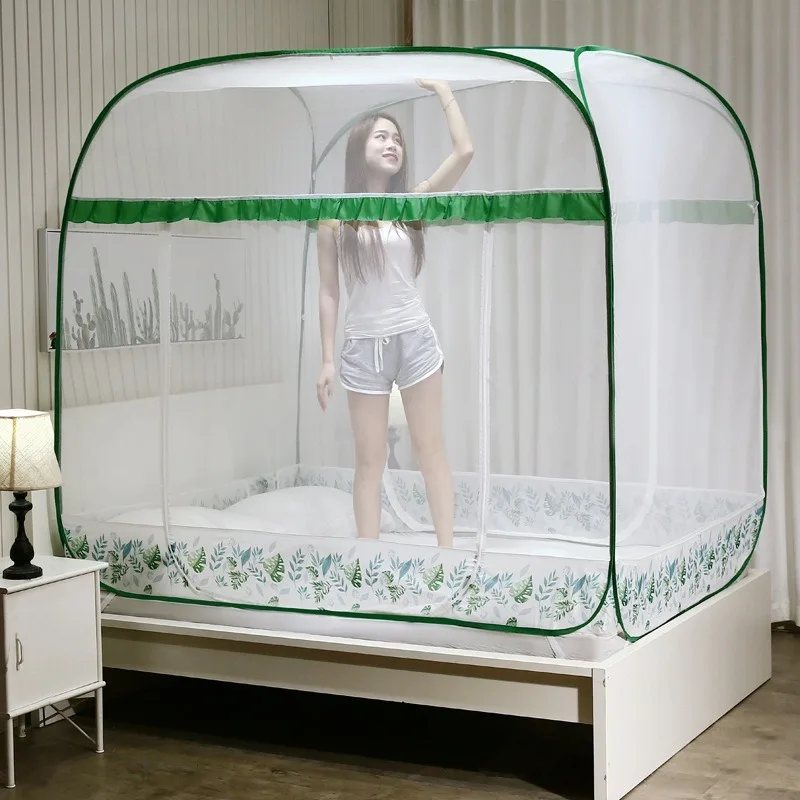 Mosquito Net No Installation Household Mongolian Yurt Mosquito Tent for Bed 3-Door Zipper Stundent Dormitory Bed Room Decoration