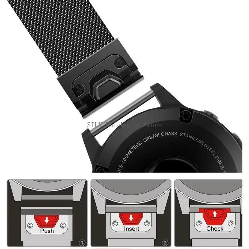 2PCS Quick-Fit Metal Bands Connector 20/22/26mm Watch Straps Adapter for Garmin Fenix 6X 5X Fenix 5 5S Quick Release Accessory