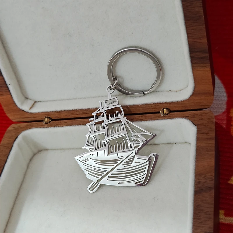

Custom Design Draft Personalized Keychain Artwork Stainless Steel Drawing Jewelry Customized Photo Logo Keychain Christmas Gift