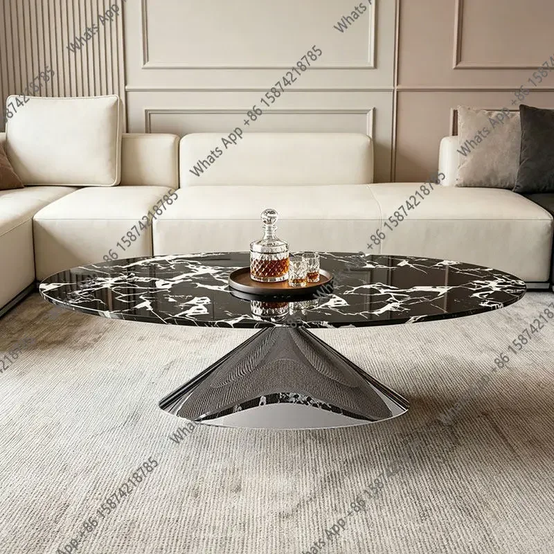 

X25 Italian Minimalist Coffee Table Living Room Household Oval Marble Modern Minimalist Light Luxury Fashion