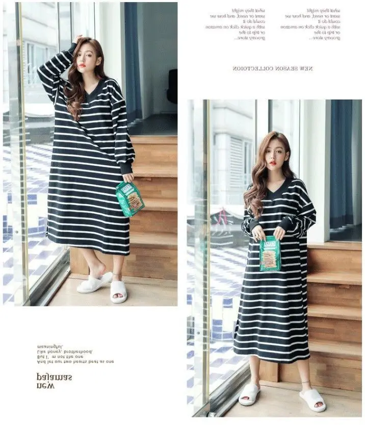 Women's Clothes 2026 Pajamas Long-Sleeved New  Sweet Homewear Large Size Outside Nightgowns Sleeping Dress Round Neck Home 150KG