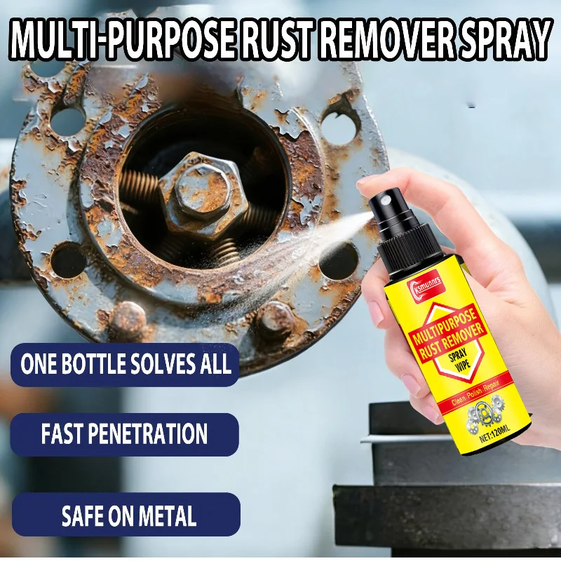 All-in-One Metal Rust Remover Lubricant, Instant Rust Elimination for Hinges & Wheel Hub Bolts, Squeak Stopper, Effortlessly Loo