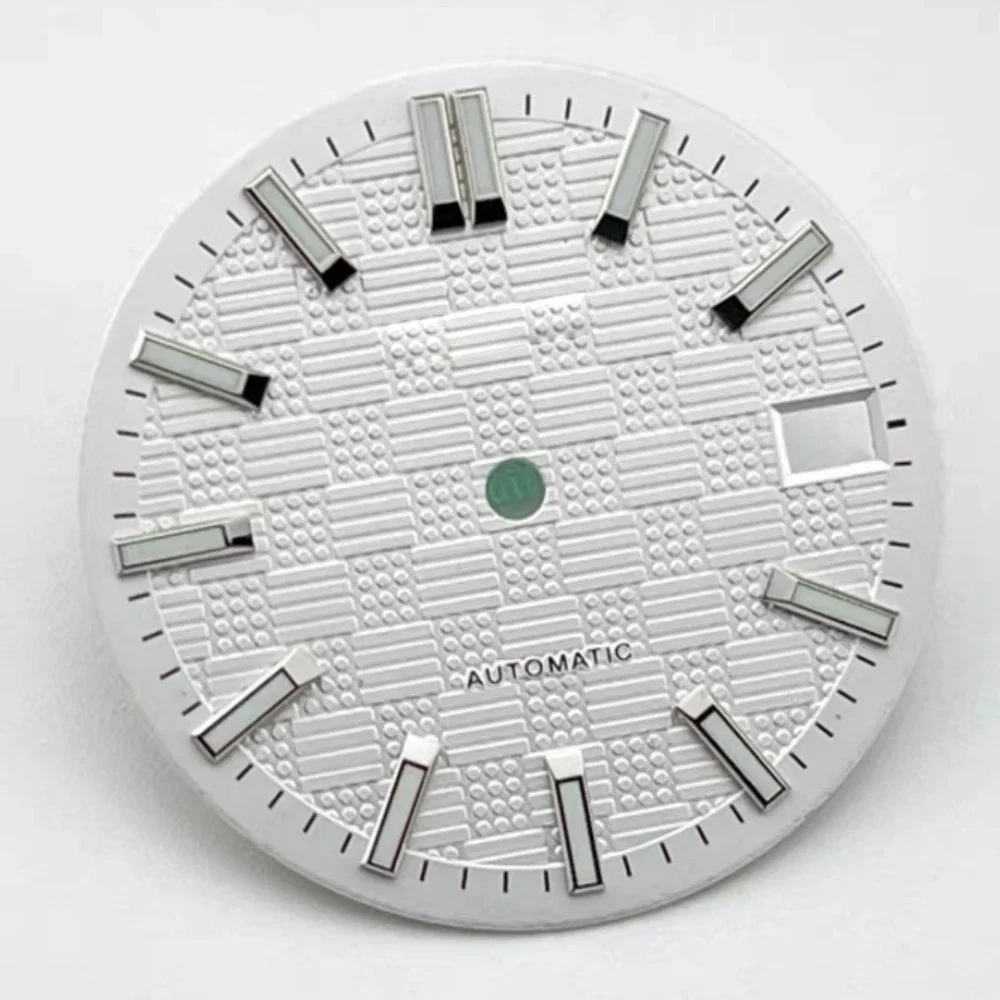 Esfera de reloj Lume con textura de gofre de 28,5mm, adecuada para NH35A/4R35, movimiento mecánico automático, ventana de fecha, piezas de accesorios Mod