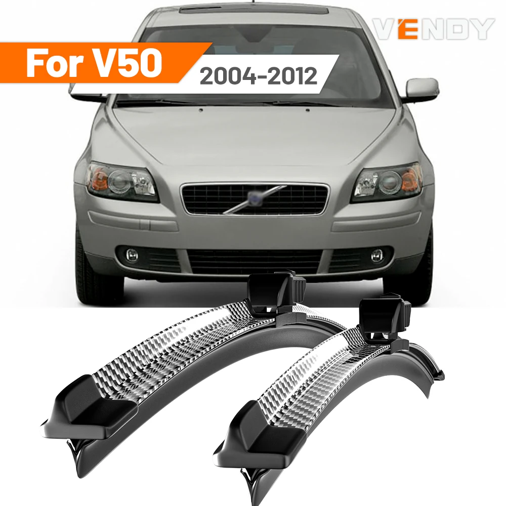 Für Volvo V50 2004–2012 2005 2006 2007 2008 2009 2010 2 Stück Frontscheibenwischerblätter Scheibenwischer aus Kohlefaser und Schwarz
