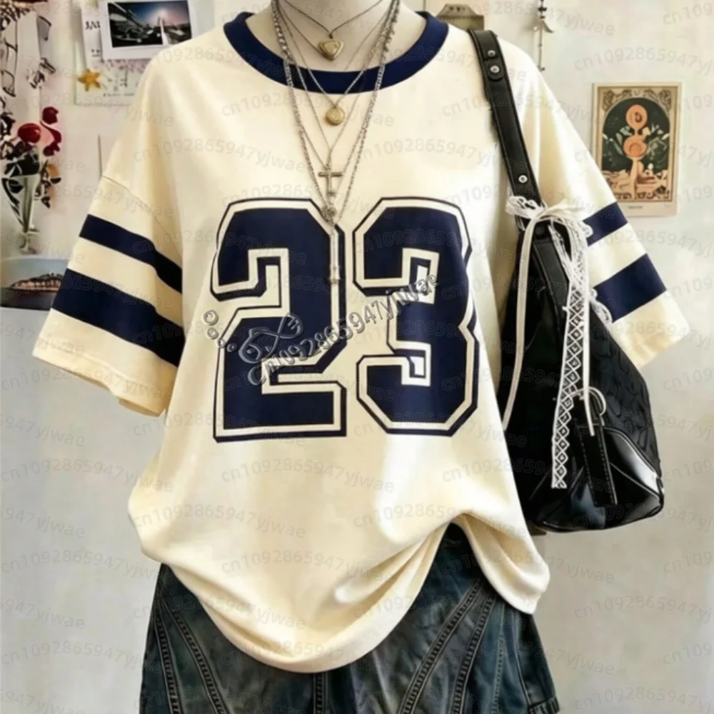 26 Damen Herren American No.23 Print Leichtes Atmungsaktives Mesh V-Ausschnitt Kurzarm T-Shirt Damen Fußballtrikot Damen T-Shirt – Detail 8