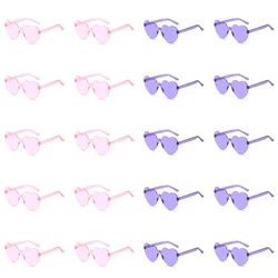KAMMPT 20 Pairs Per Set Heart Designer Fashion Sunglasses Candy Color Decor Shades Stylish Brand Beach Sun Glasses for Women's
