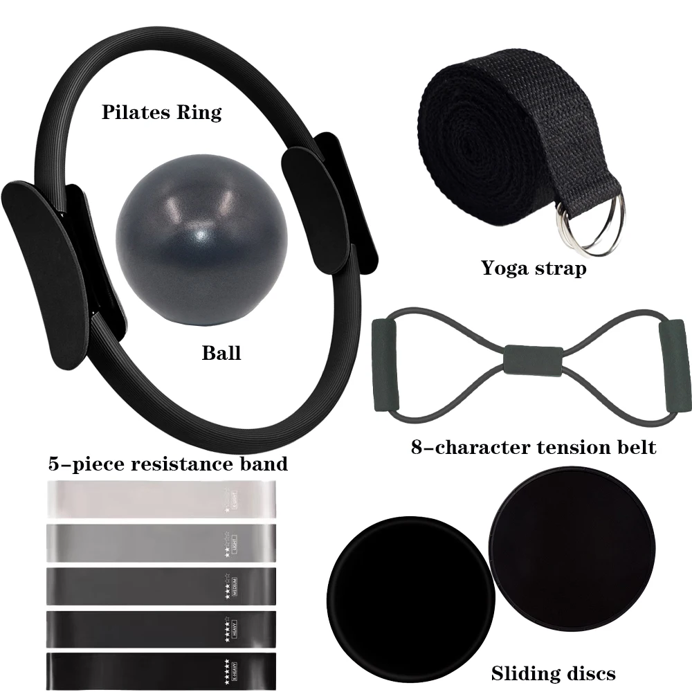 11Pcs Equipment Set Pilates Workout Accessories Circle Mini Exercise Ball Yoga Strap Silicone Tension Band Sliding Plate
