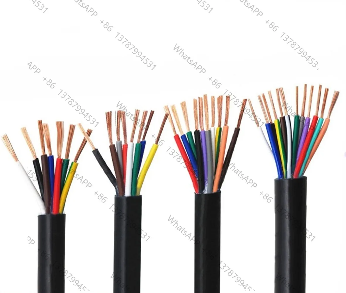 17AWG 18 AWG 0.75MM2 RVV 2/3/4/5/6/7/8/10/12/14/16/18 Cores Pins Copper Wire Conductor Electric RVV Cable Black